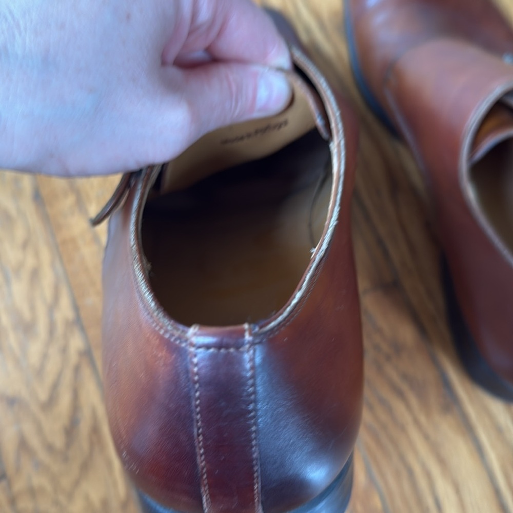 Mangnanni Double Monk Men's Brown Leather Dress Shoes 11.5 - Picture 8 of 11